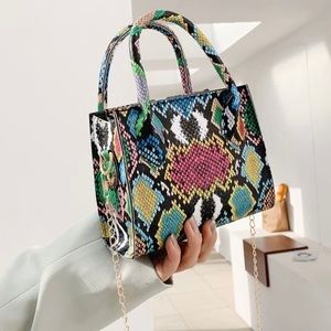 Snakeskin Print Satchel Bag